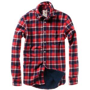 Relwen Men's Double-Faced Flannel in Red/Navy Plaid